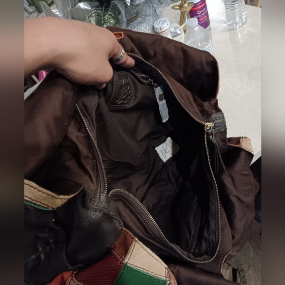 Vintage Lucky Brand Colorful Patchwork Hobo Bag Leather Tote #y2k - Picture 7 of 9